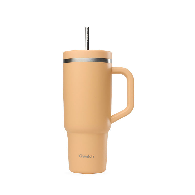 Mug isotherme en inox 900ml abricot Travel Cup Qwetch