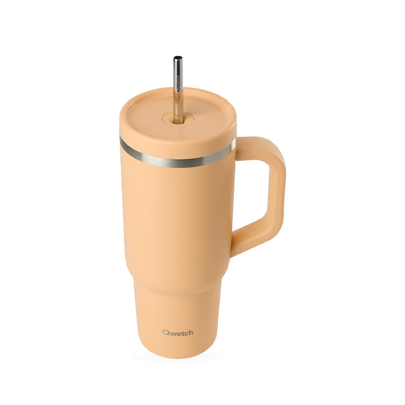 Mug isotherme en inox 900ml abricot Travel Cup Qwetch