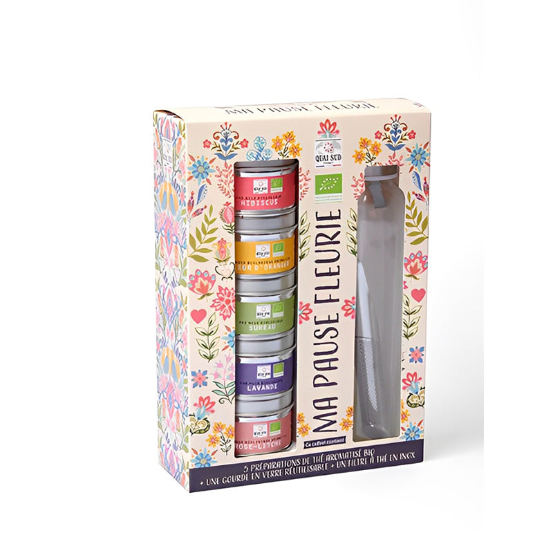 Coffret ma pause fleurie thé noir bio Quai Sud