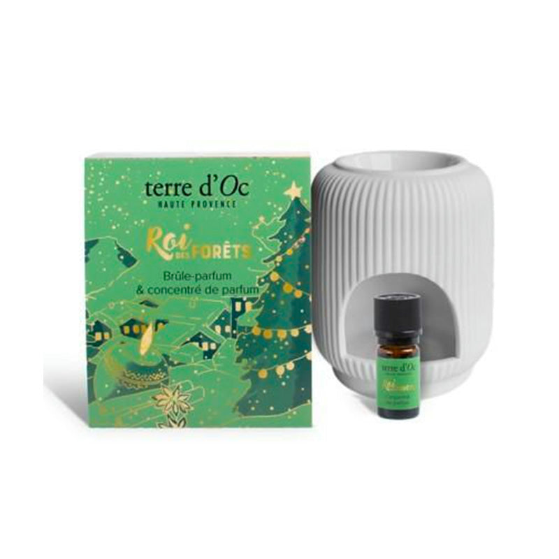 Coffret brûle-parfum avec un concentré de parfum Roi des Forêts Terre d'Oc