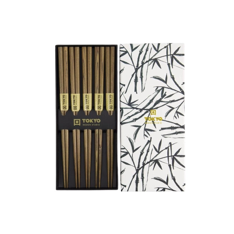 Coffret 5 paires de baguettes en bambou de 22,5 cm Tokyo Design