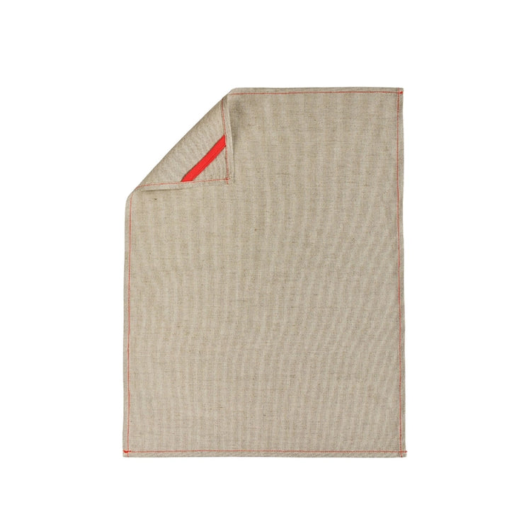 Torchon en lin beige surpiqûre rose Les Tabliers de Julie Andrieu