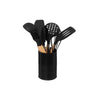 Set de 7 ustensiles de cuisine avec un pot en métal noir Five
