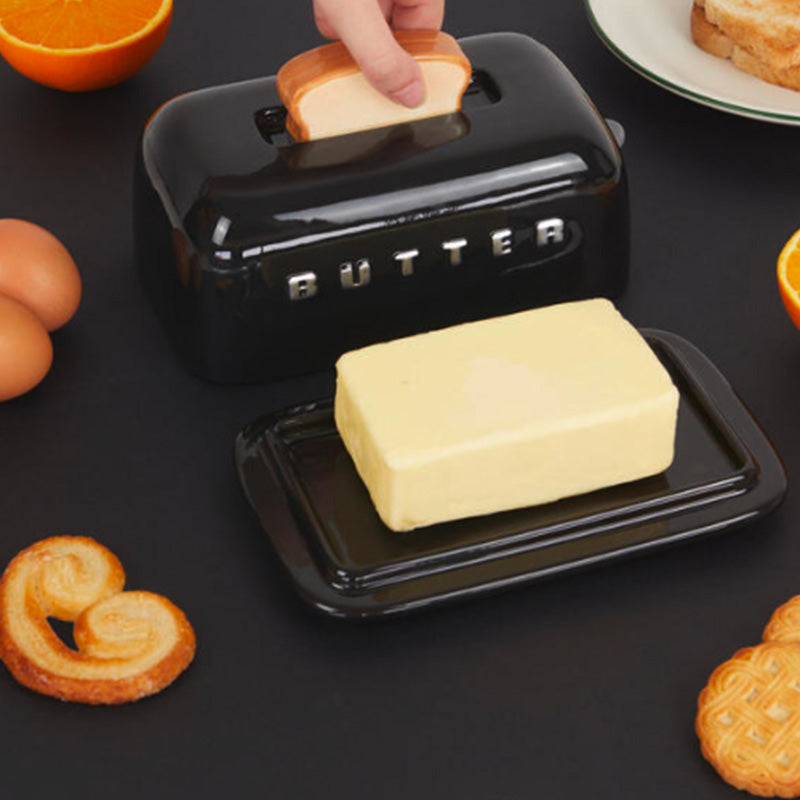 Beurrier avec couvercle noir en céramique Toasty Balvi
