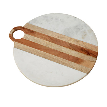 Planche ronde en marbre et bois Moa