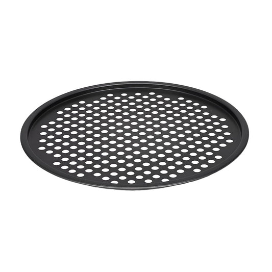 Plaque à pizza perforée en acier revêtu 30cm noir Patisse