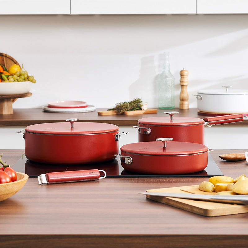 Poêle en inox 24 cm rouge La Merveilleuse Cookut