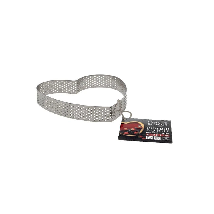 Cercle à tarte en inox perforé en forme de cœur de 12 cm Patisdecor