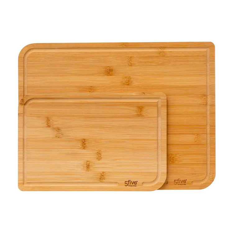 Set 2 planches à découper Bambou avec rigole 35x25 cm et 22x15 cm Beige Five