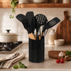 Set de 7 ustensiles de cuisine avec un pot en métal noir Five