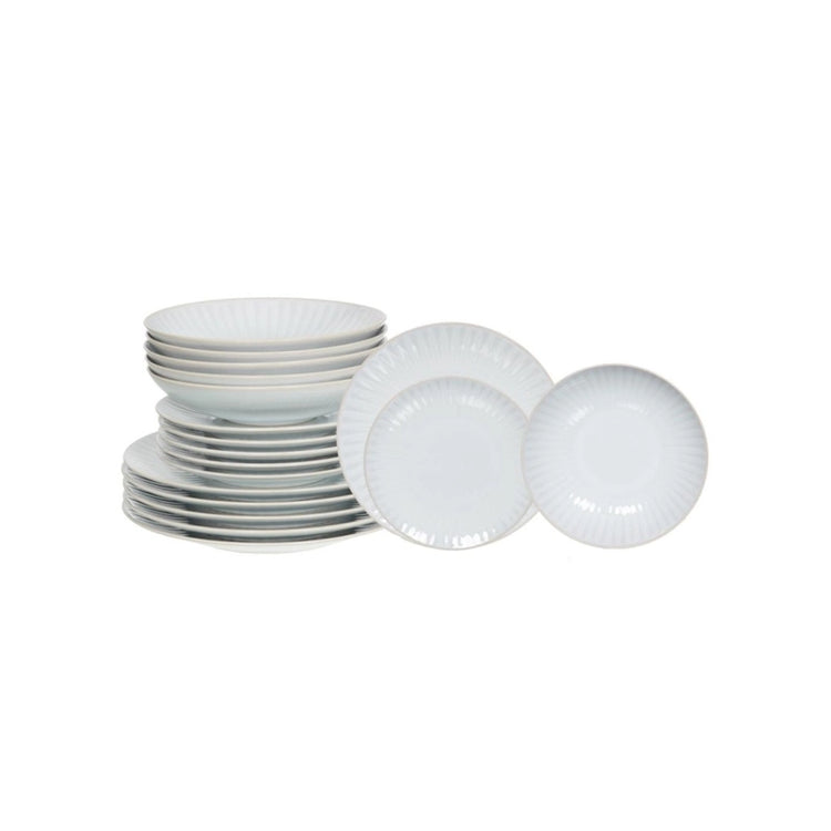 Service assiettes 18 pièces grès Blanc Olympe Table Passion