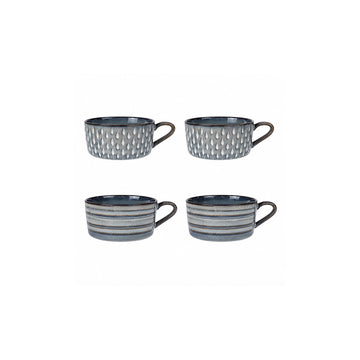 Coffret de 4 tasses en grès bleu de 18 cl Helsinki Table Passion