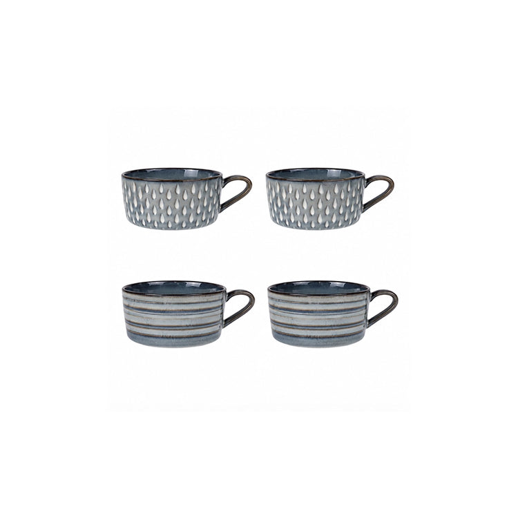 Coffret de 4 tasses en grès bleu de 18 cl Helsinki Table Passion