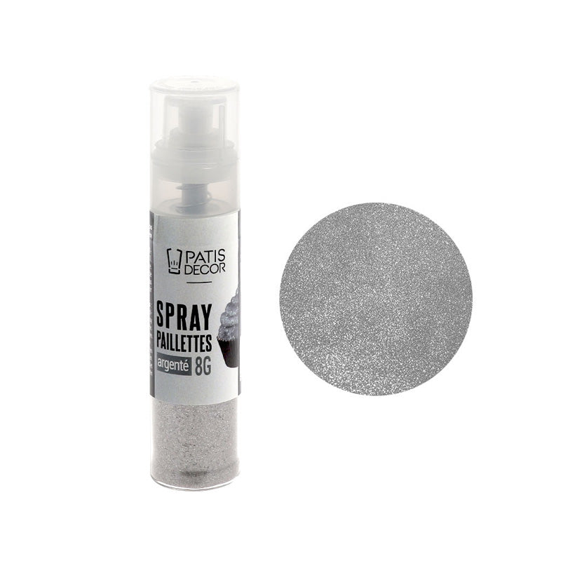 Spray de paillettes 8g argenté Patisdecor