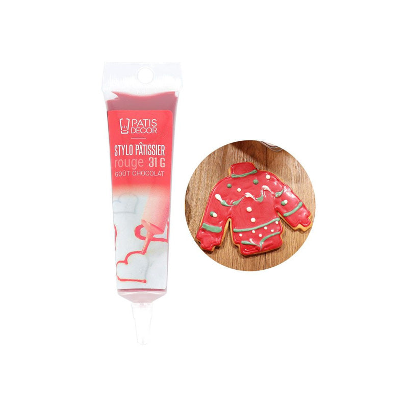 Stylo pâtissier goût chocolat 32g rouge Patisdecor