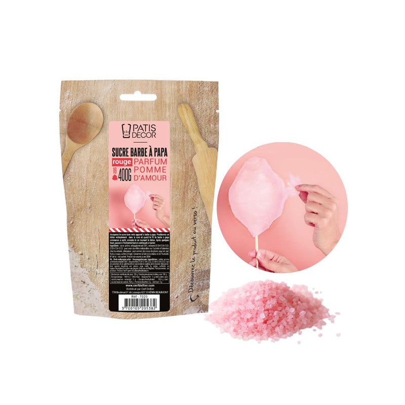 Sucre barbe à papa pomme d'amour 400g rose Patisdecor