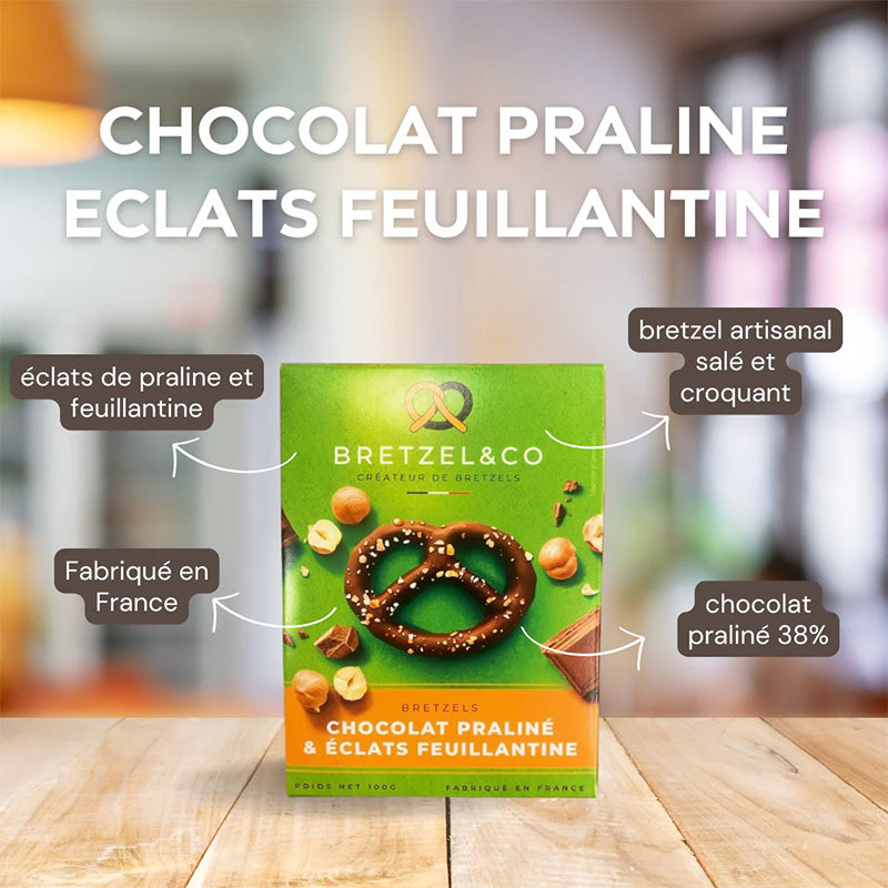 Bretzels chocolat praliné et feuillantine 100g Bretzel&Co