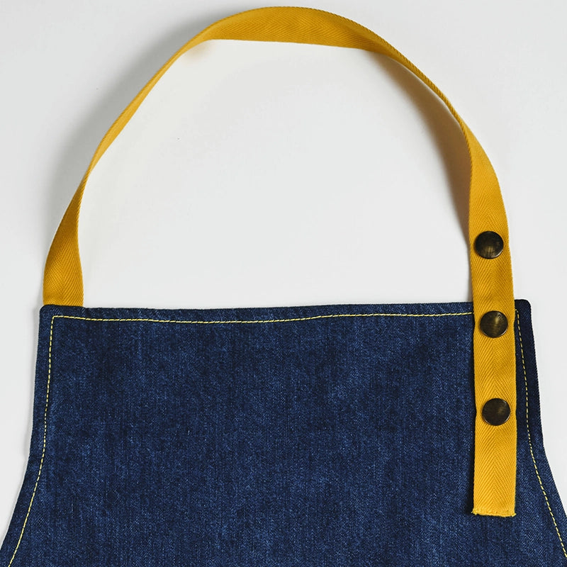 Tablier en coton pour homme Denim Yellow Les Tabliers de Julie Andrieu