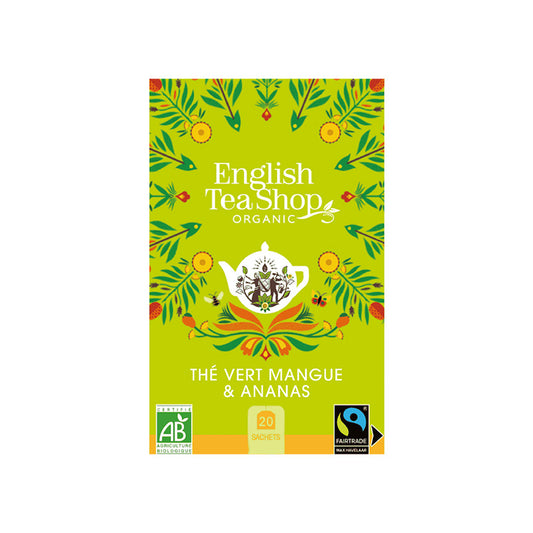Thé Vert mangue et ananas bio 20 sachets English tea shop