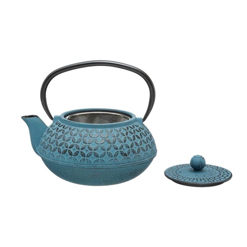 Theière en fonte bleue flower 1L