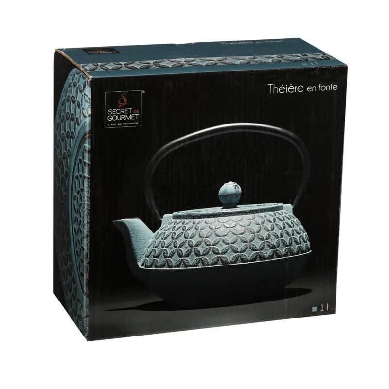 Theière en fonte bleue flower 1L