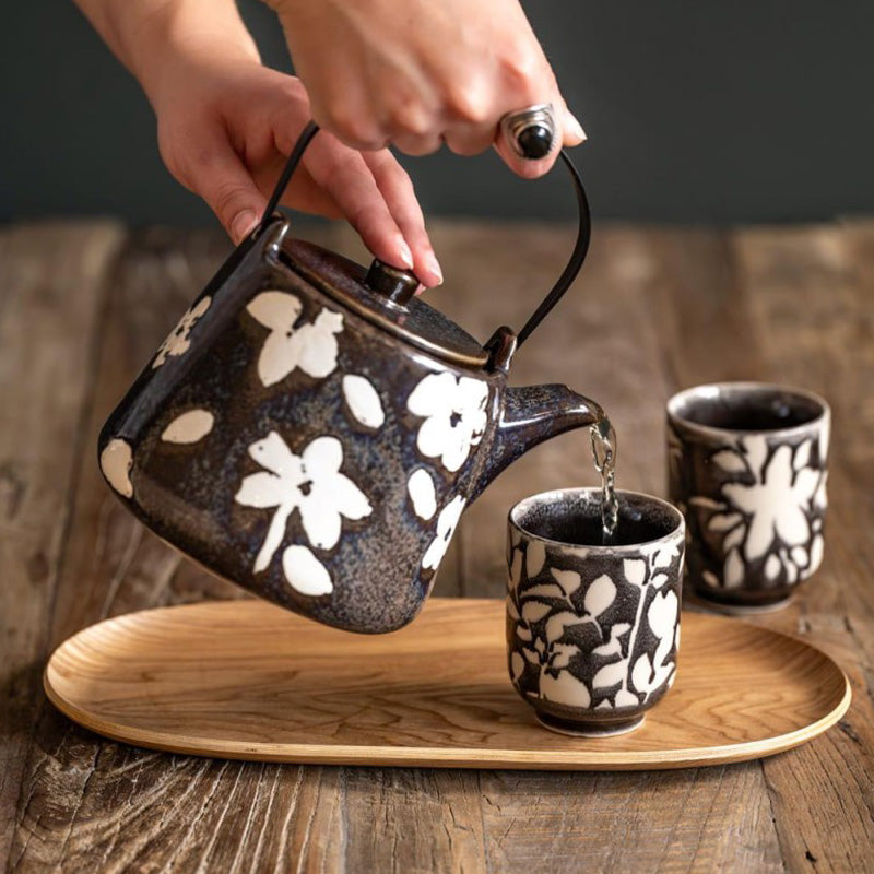 Théière et filtre sakura noir 1L