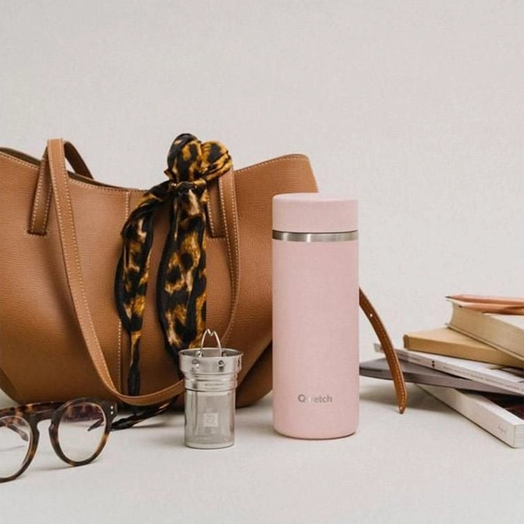 Théière isotherme Inox filtre à thé interchangeable 400 ml Rose Qwetch