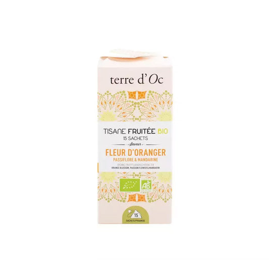 Tisane fleur d'oranger, passiflore et mandarine bio 15 sachets Terre d'Oc