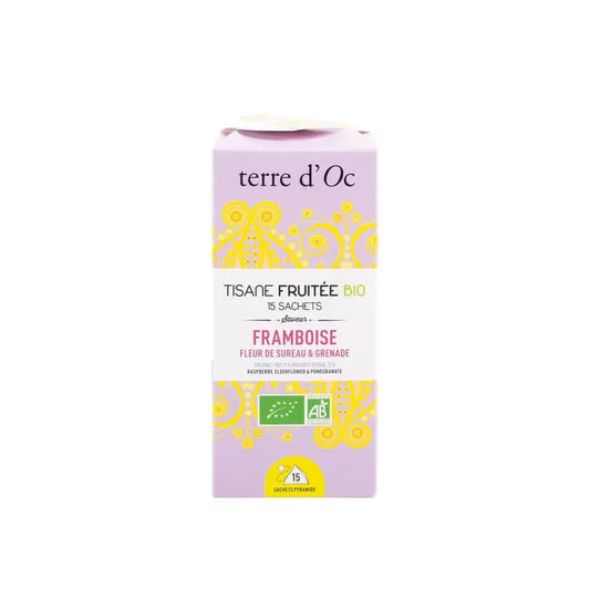 Tisane framboise, fleur de sureau et grenade bio 15 sachets Terre d'Oc