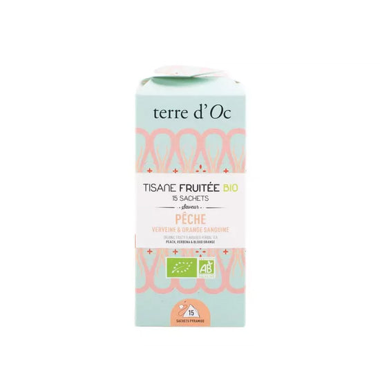 Tisane pêche, orange sanguine et verveine bio 15 sachets Terre d'Oc