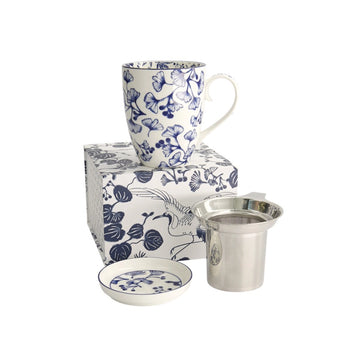 Tisanière Flora Japonica Gingko 380ml porcelaine bleue Tokyo Design