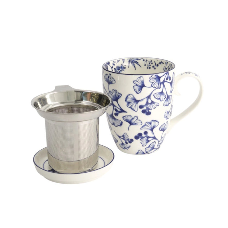 Tisanière Flora Japonica Gingko 380ml porcelaine bleue Tokyo Design