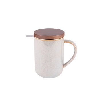 Tisanière grès émail réactif couvercle bois d'acacia 0,47 L Gris Kaito Table Passion