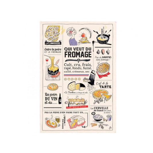 Torchon écru Fromages 48x72cm