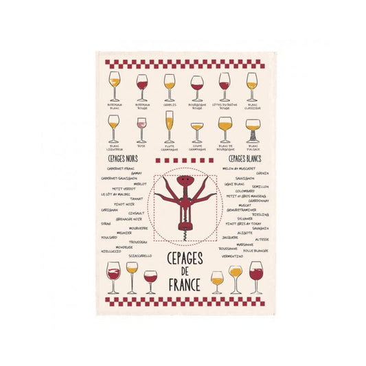 Torchon Ecru Vins & cépages 50x70cm