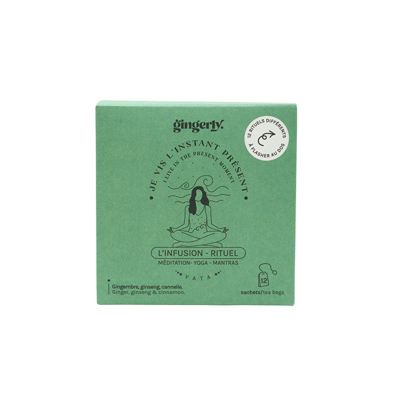 Boite de 12 sachets d'infusion Je vis l'instant présent Gingerly