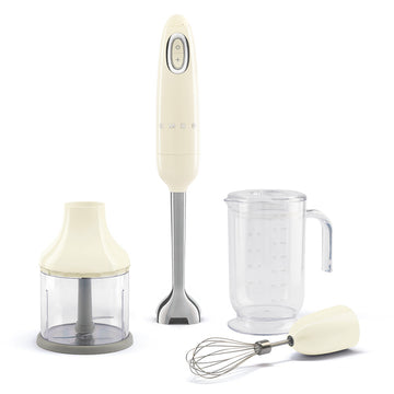 Mixeur plongeant avec accessoires Crème Années 50 Smeg