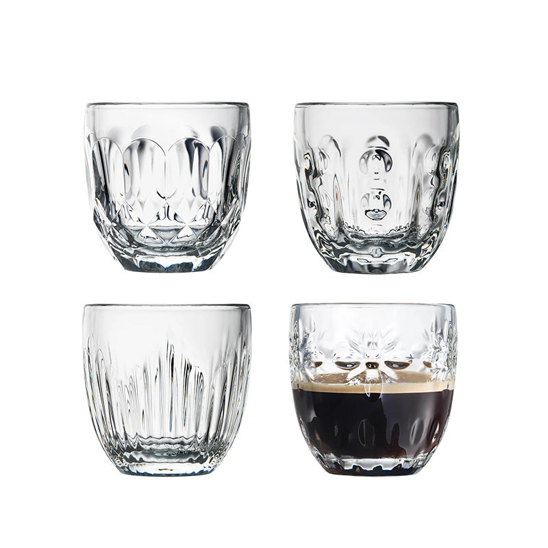 Coffret 4 tasses en verre pressé 10 cl Traquet La Rochère