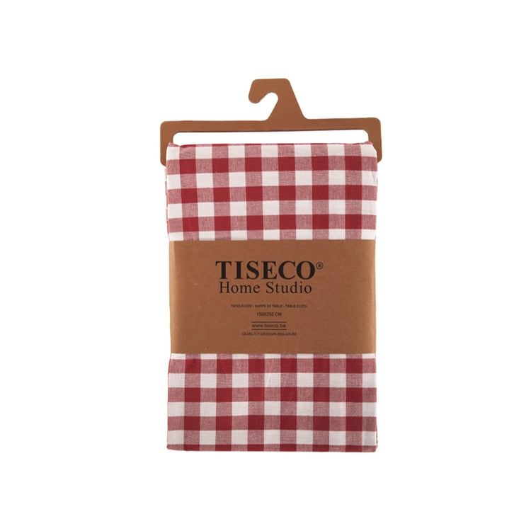 Nappe en coton rouge de 150x250cm Gingham Tiseco
