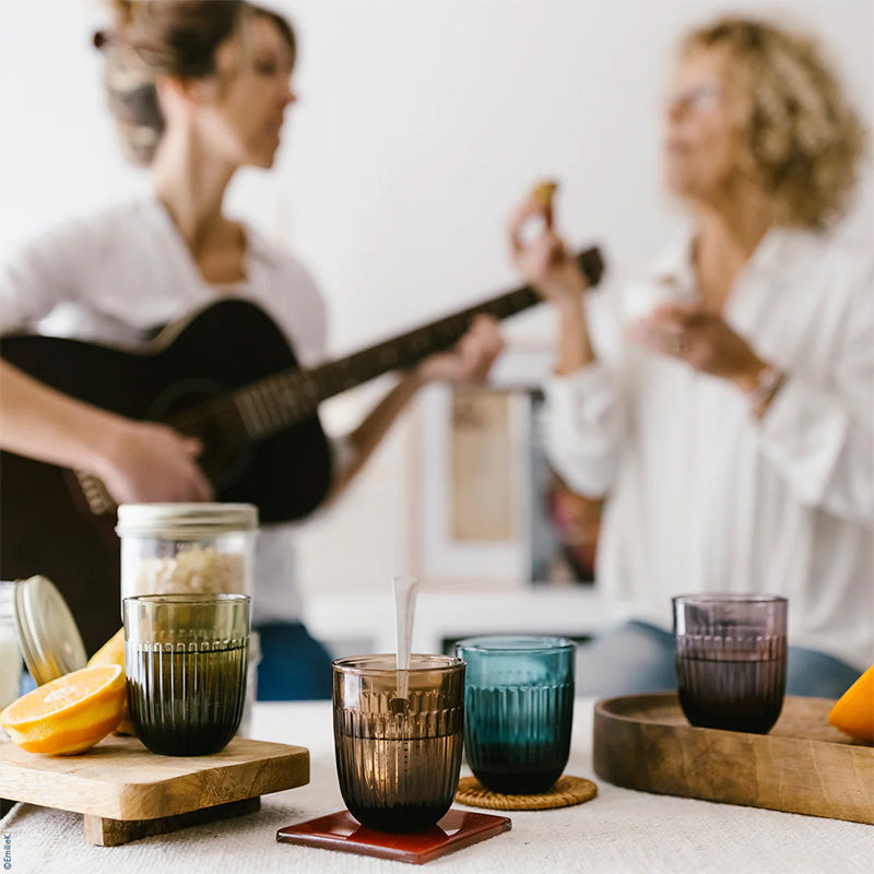 Coffret 4 gobelets multicolores en verre pressé 26 cl Ouessant La Rochère