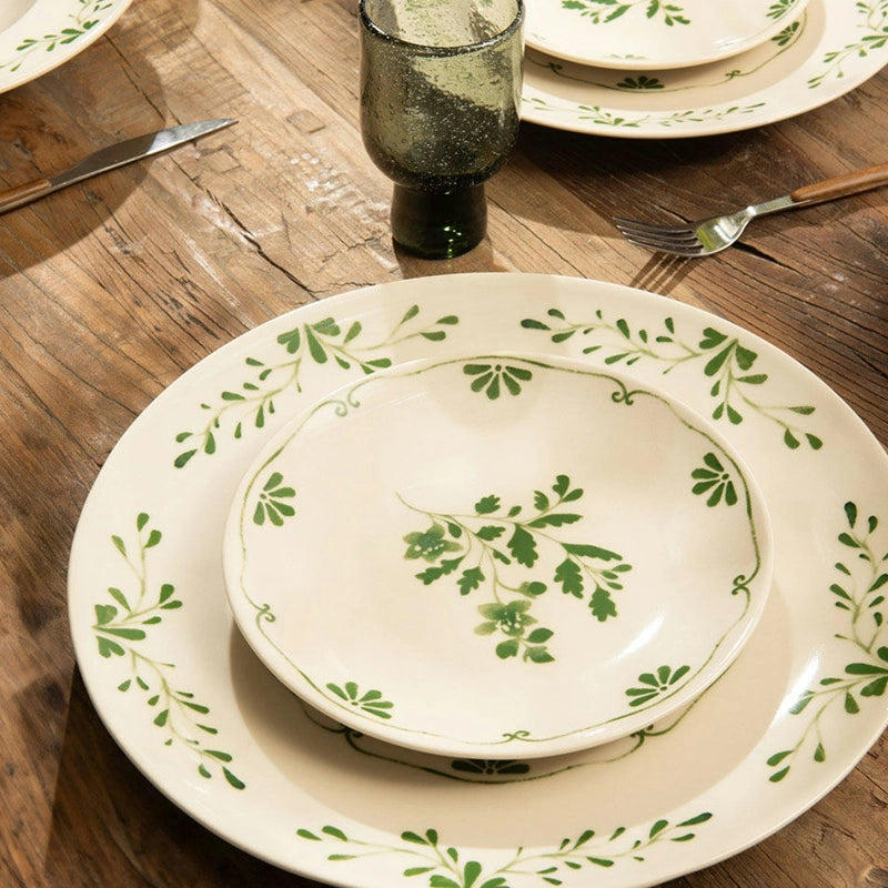 Assiette à pain vert en grès 15cm Appoline Table Passion