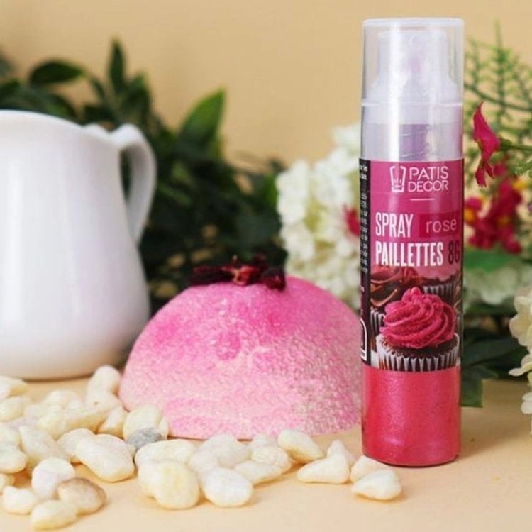 Spray Paillettes Rose Comestible 8 g Patisdecor