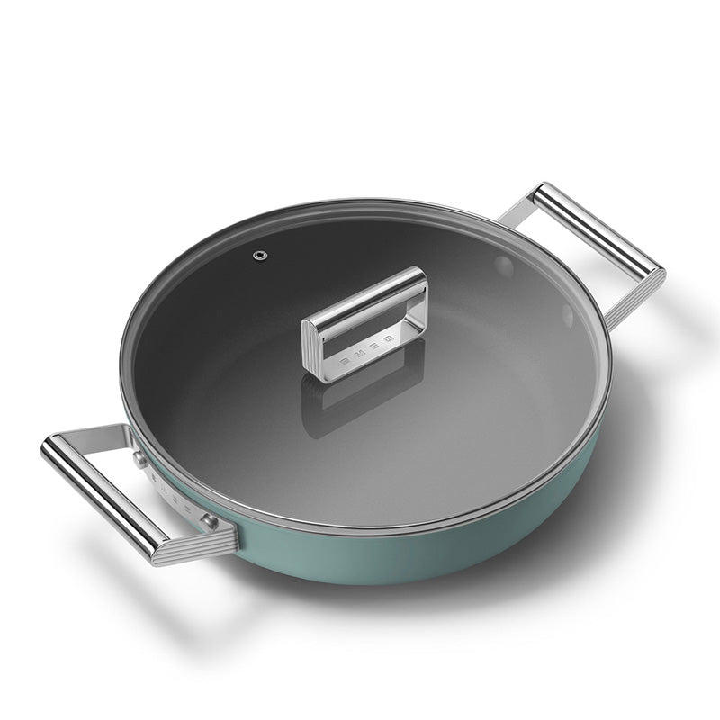 Sauteuse 28 cm avec couvercle Vert Émeraude Mat Années 50 Smeg
