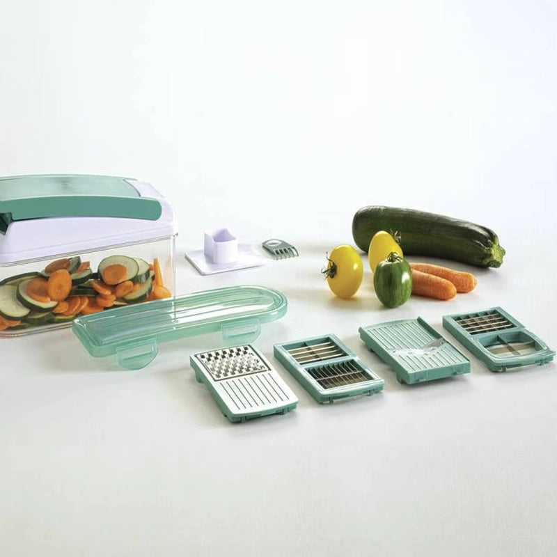 Mandoline multidécoupe de 10 pièces avec lames en inox vert Five