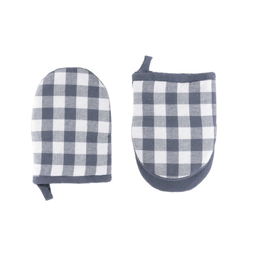 Set de 2 maniques en coton bleu Gingheam Tiseco