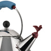 Bouilloire avec sifflet-oisillon en acier inoxydable bleu clair Alessi