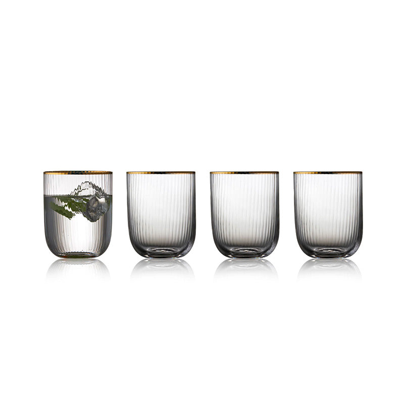 Boite de 4 verres à eau en verre de 35cl Palermo Gold Lyngby