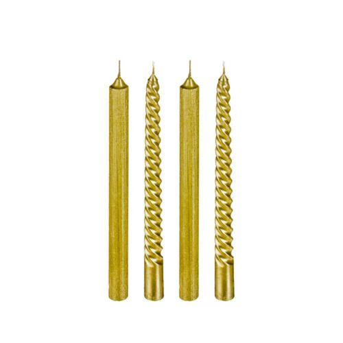 4 bougies bâtons dorées H25cm - Du Bruit dans la Cuisine