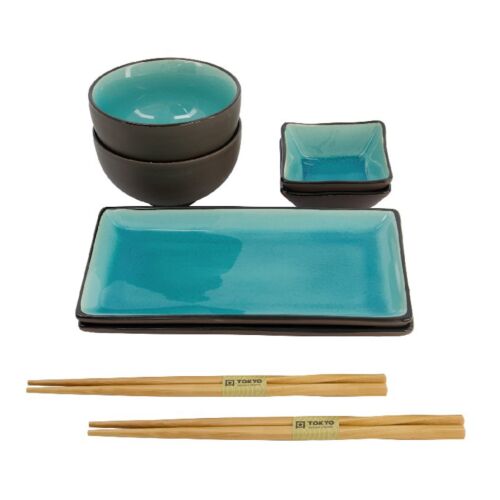 Coffret à sushi 8 pièces glassy turquoise