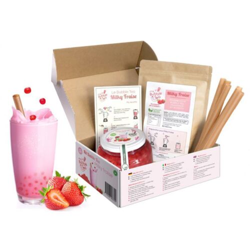 Kit bubble tea perles de fruits milky fraise